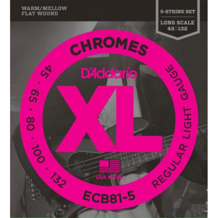 JUEGO CUERDAS BAJO V D'ADDARIO ECB81-5 FLAT WOUND 45-132
