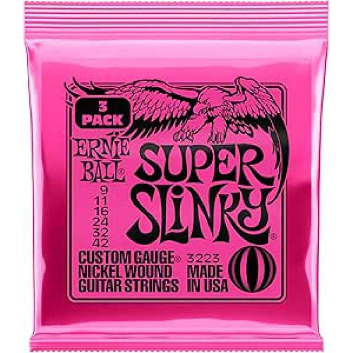 SET 3 JUEGOS CUERDAS ELECTRICA ERNIE BALL SUPER SLINKY 9-42