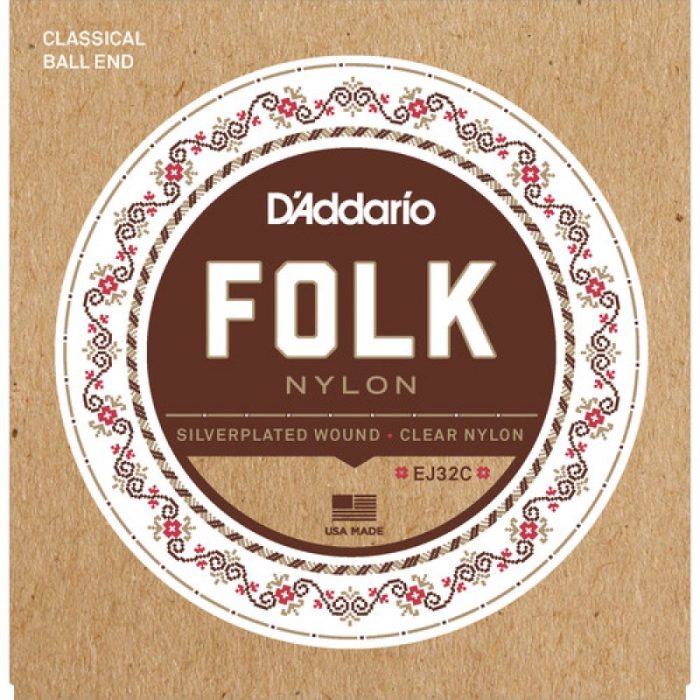 JUEGO CUERDAS NYLON FOLK BALL END D'ADDARIO EJ32C
