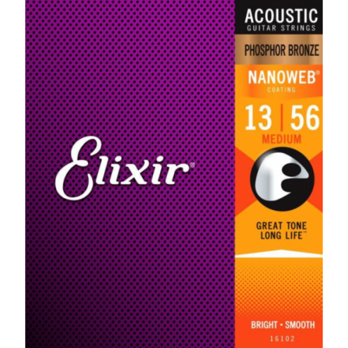 JUEGO CUERDAS ACUSTICA ELIXIR NANOWEB PHOSPHOR BRONZE 13-56