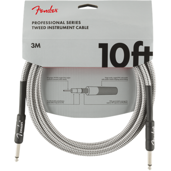 CABLE INSTRUMENTO FENDER 10' WHITE TWEED - 3 mt