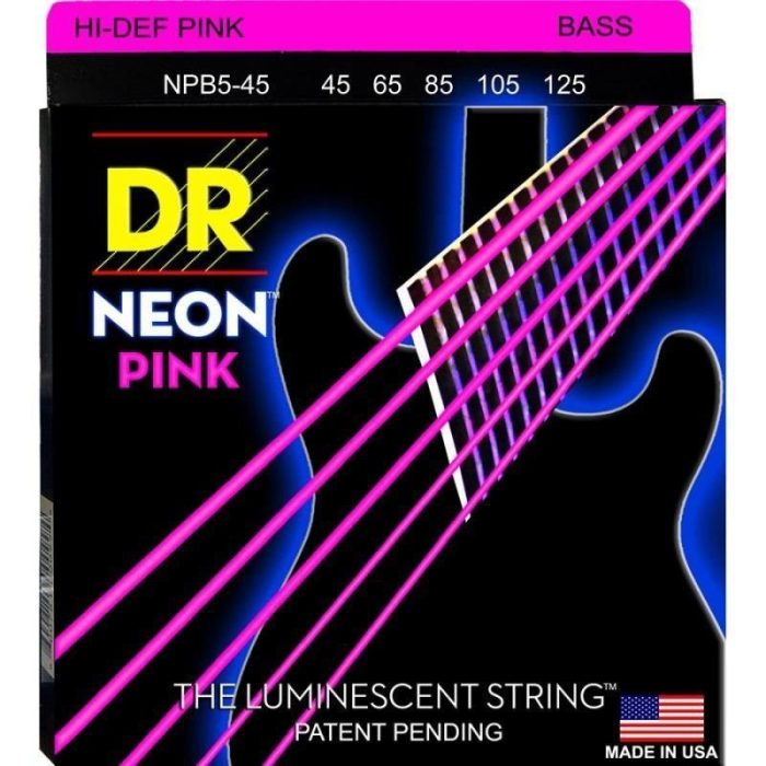 JUEGO CUERDAS BAJO V DR NEON PINK 45-125