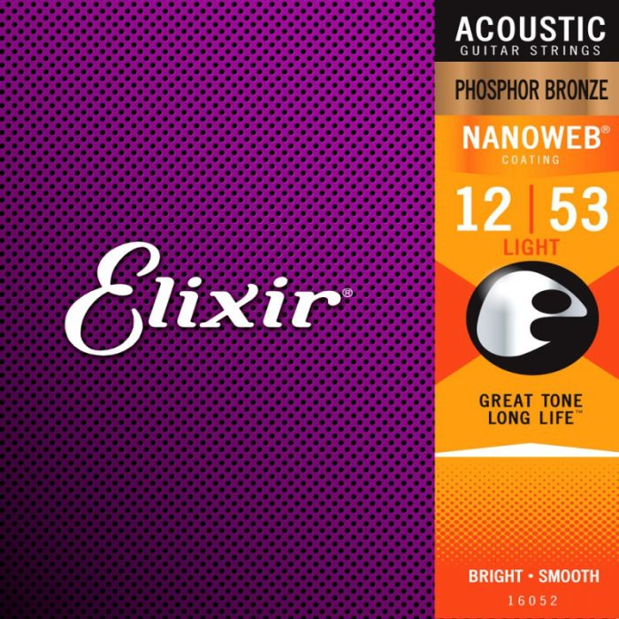 JUEGO CUERDAS ACUSTICA ELIXIR NANOWEB PHOSPHOR BRONZE 12-53