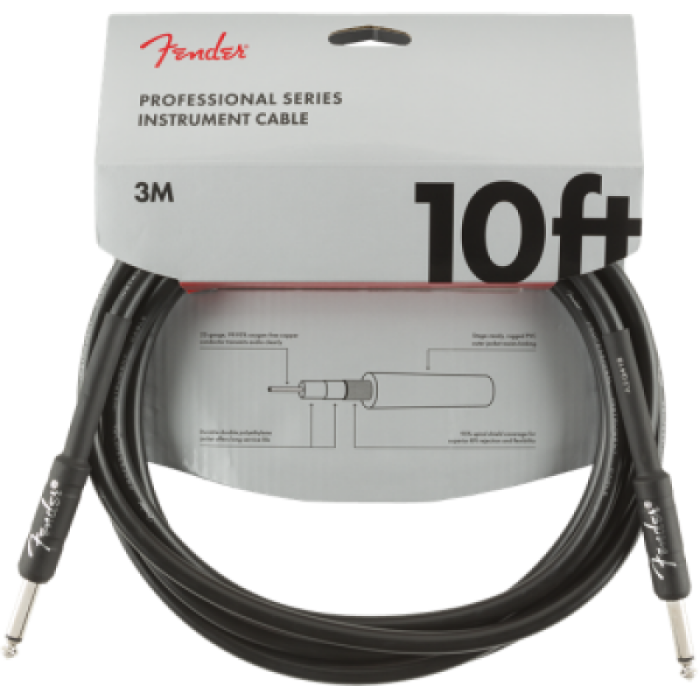 CABLE INSTRUMENTO FENDER PROFESSIONAL SERIES 10' BLK - 3 mt