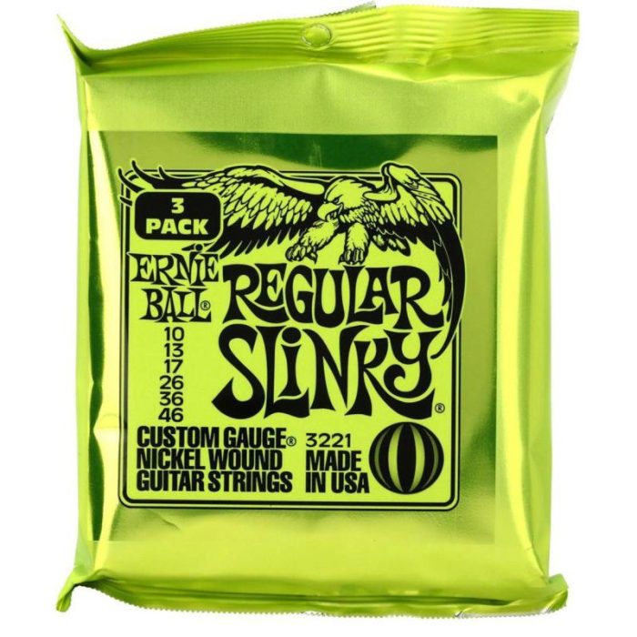 SET 3 JUEGOS CUERDAS ELECTRICA ERNIE BALL REG. SLINKY 10-46