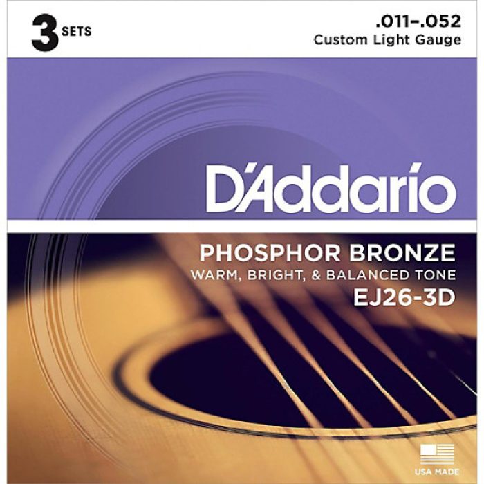 SET 3 JUEGOS CUERDAS ACUSTICA D'ADDARIO EJ26 3D 11-52