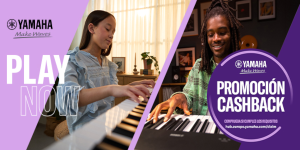 Promoción Yamaha Cashback con hasta 90 € de reembolso en pianos, teclados y guitarras seleccionados