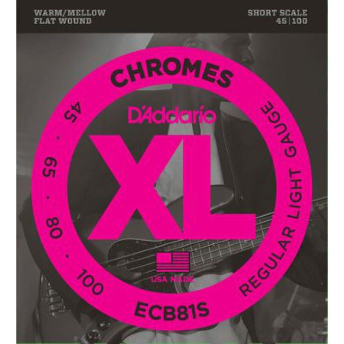 JUEGO CUERDAS BAJO D'ADDARIO ECB81S FLAT WOUND 45-100 SHORT