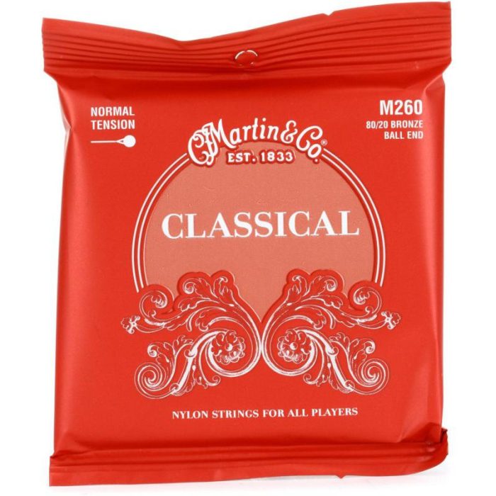 JUEGO CLASICA NYLON MARTIN CLEAR & SILVER MED. M260 BALL END